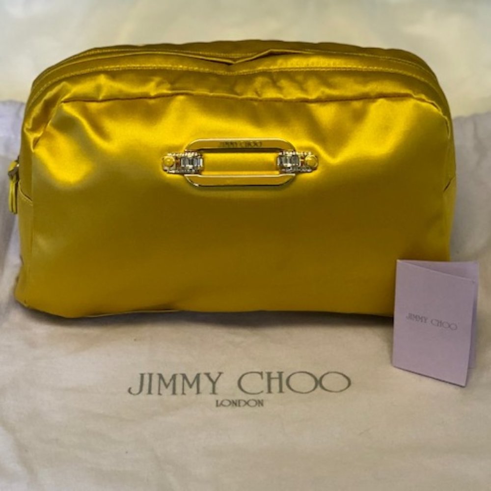 Jimmy Choo Embellished Satin Clutch/Cosmetic Bag